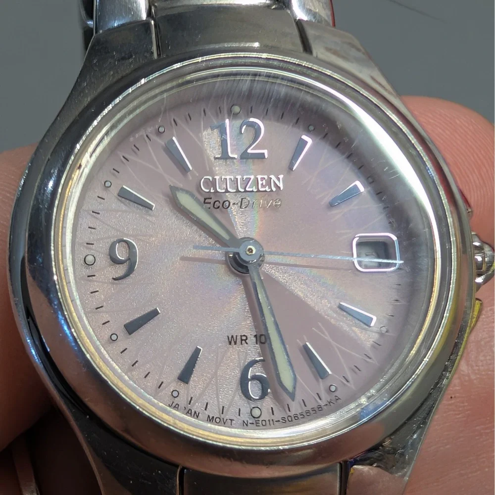 Citizen Eco-Drive Chandler Silhouette Watch S039941 Date Pink Sunburst Xtra Link Citizen Eco-Drive Chandler Silhouette Watch S039941 Date  main image 3
